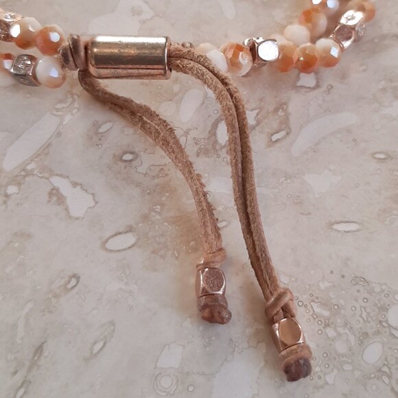 Fossil Delicate Peach & Cream Bead Bracelet - Picture 5 of 9